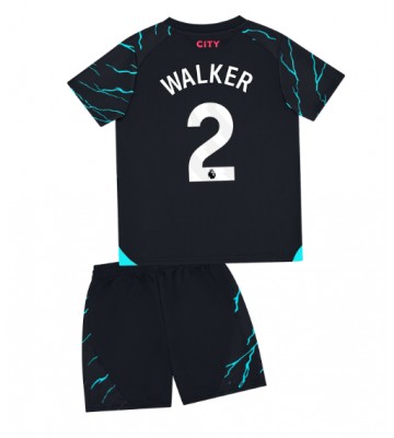 Manchester City Kyle Walker #2 Tercera Equipación Niños 2023-24 Manga Corta (+ Pantalones cortos)